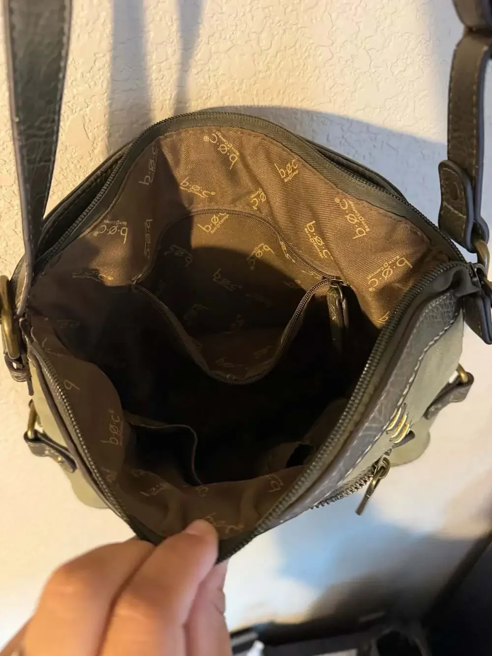 b.o.c. Born Concept Oakley Whipstitch Crossbody Organizer Bag in Olive Green